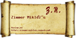 Zimmer Miklós névjegykártya